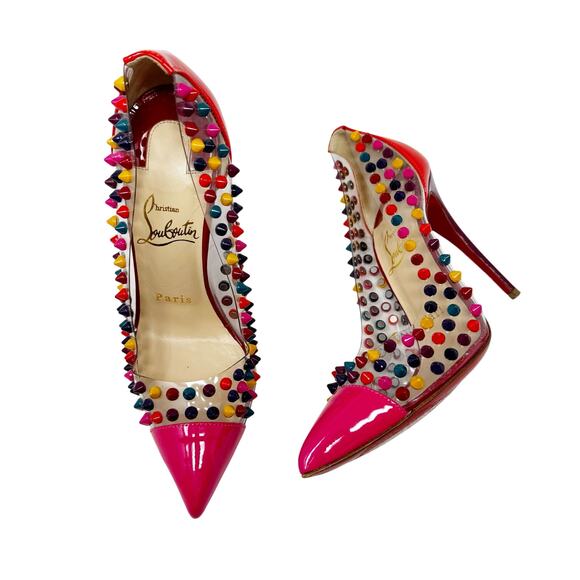 Christian Louboutin So Kate PVC Spiked Pumps EU 36 Multicolor Studded Heels - Picture 7 of 8